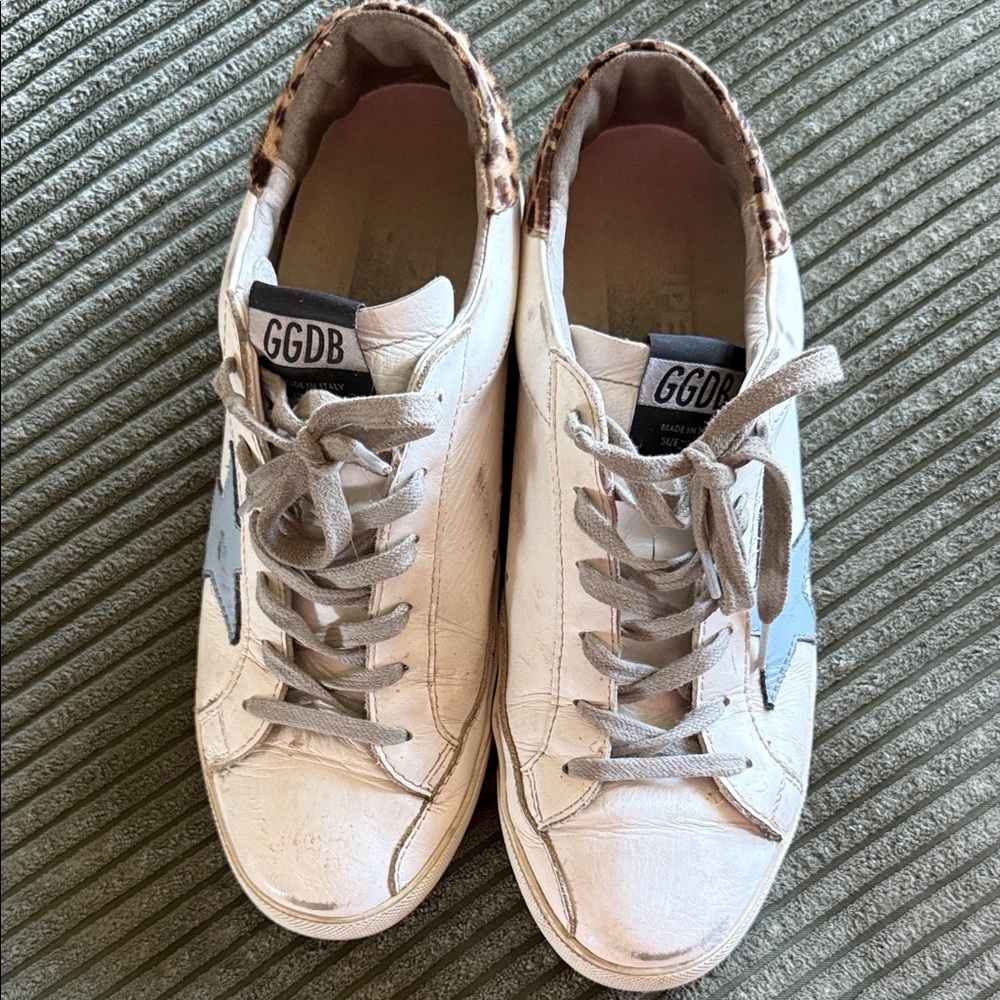 GGDB White Sneakers with Leopard Detail